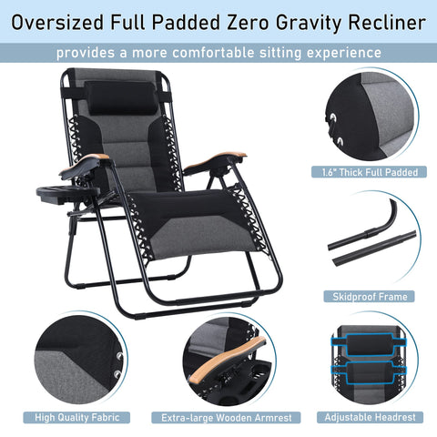 PHI VILLA XXL Oversized Padded Zero Gravity Chair