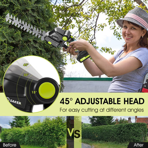 Saker 20V Electric Cordless Hedge Trimmer for Garden