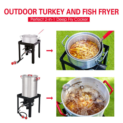 CreoleFeast Fish Fryer Boiler Steamer Set for Outdoor