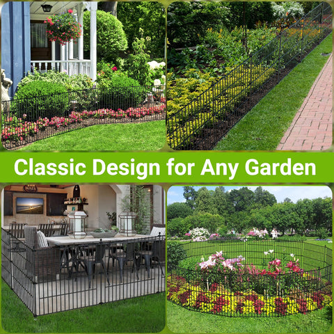 10 Panels No Dig Garden Fence for Outdoor Yard Decorative